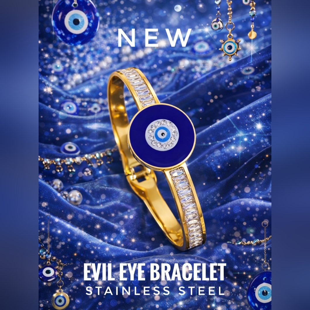 Evil Eye Bracelet Gold, Crystals, Protective Charm | Good Vibes Only